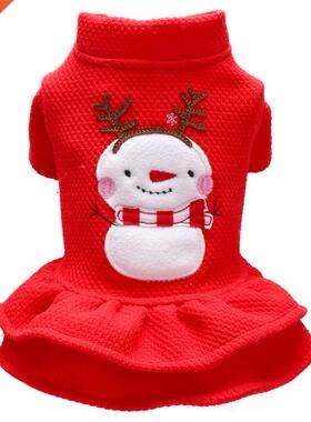 New Dog Cat Christmas Dress Hoodie Snowman Design Pet Puppy