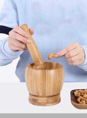 Multifunction Garlic Press Kitchen Tool Wood Mortar And Pest