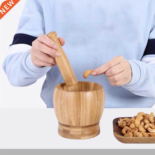 Multifunction Garlic Press Kitchen Tool Wood Mortar And Pest