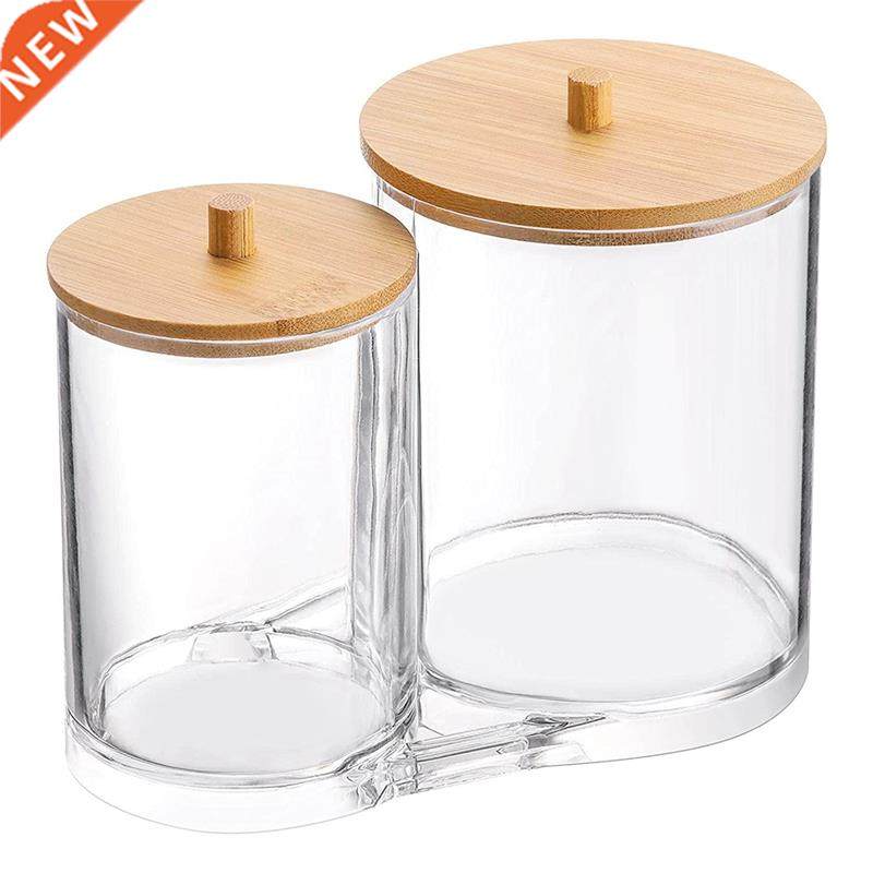 Cotton Swab Pad Rack Cotton Bud Dispenser Bathroom Jar Trans