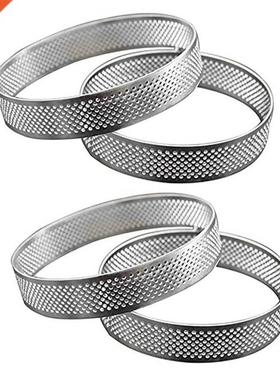 Circular Stainless Steel Porous Tart Ring Bottom Tower Pie C