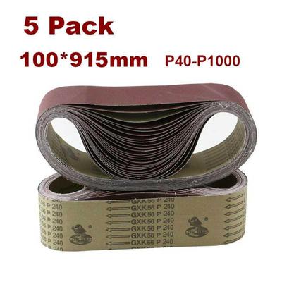 5Pcs Sanding Belts 915*100mm 40-1000 Grit Assortment Metal G