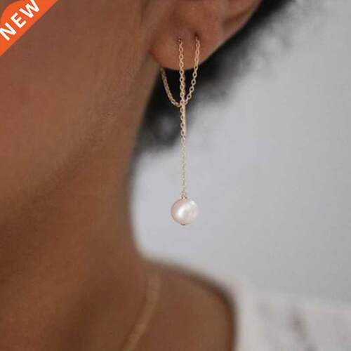 Drop Earrings Handmade Pearl Jewelry Vintage Gold Filled Two