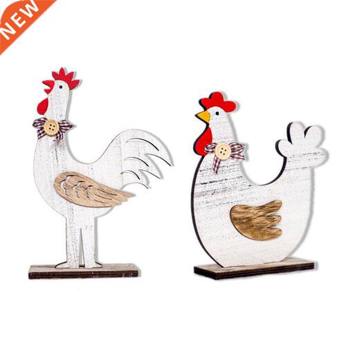 Creative Wooden Rooster Hen Shape Chicken Easter Egg Crafts