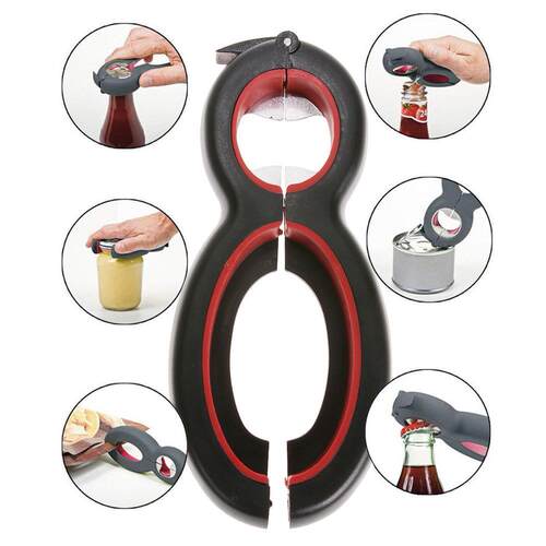 6 in 1 Multi Function Twist Bottle Opener All in One Jar Gri
