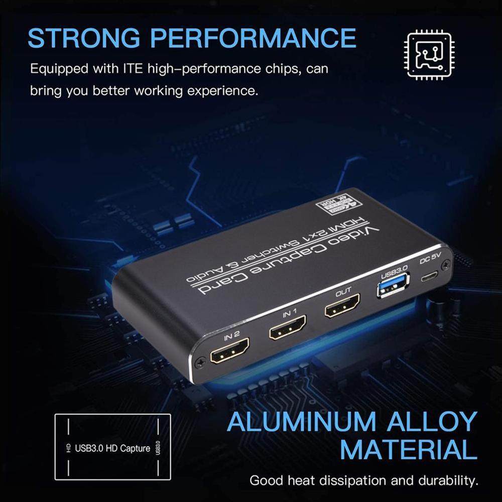 HDMI Video Capture Card USB .0 2X1 Loop HDMI 4K MIC+Audio