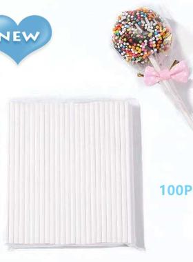 100Pcs Plastic Lollipop Stick Safe White Cake Sucker Sticks