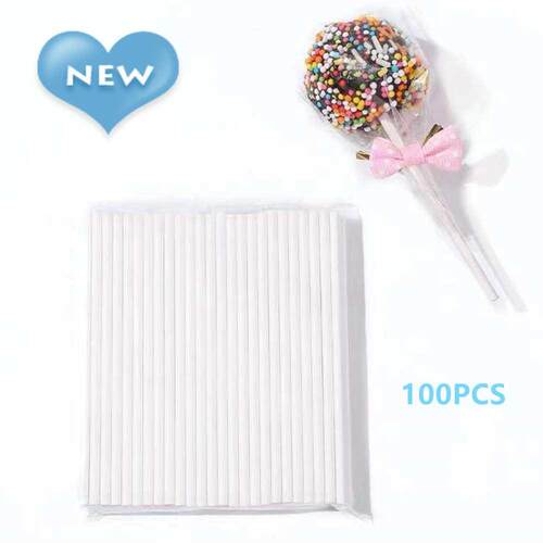 100Pcs Plastic Lollipop Stick Safe White Cake Sucker Sticks