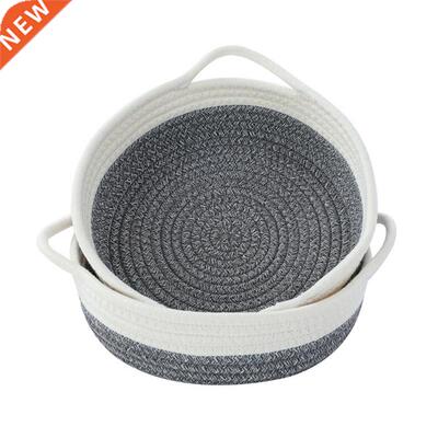2-Pack Cotton Rope Baskets, Small Woven Storage Basket, Fabr