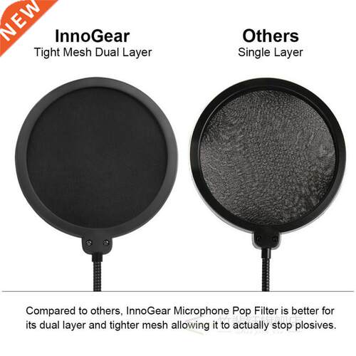 Updated Microphone Pop Filter Dual Layer Mic Pop Shield with