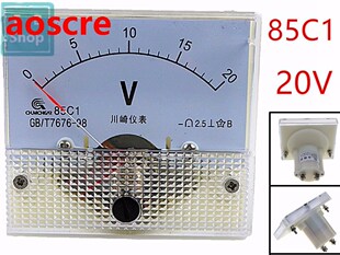 1PCS 85C1 20V Analogue DC Voltage Needle Panel Meter Voltmet
