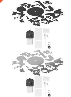 Mirror Wall Sticker Wall Clock Sticker Set 3-Dimensional wit