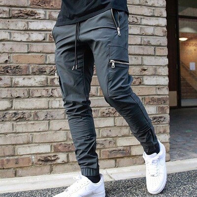 Cargo Harem Pants Men Streetwear Multi Pockets Trousers Casu