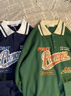 Vintage Polo Collar Oversized Hoodies Women Korean 2021 Autu