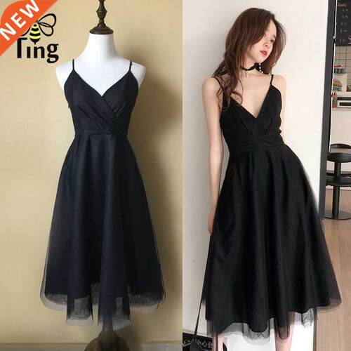 Tngfly Vntage Elegant Black Swan A Lne Dress Women Md