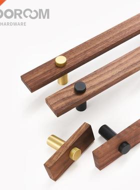 Walnut Brass Furniture Handles Long Modern Pulls Cupboard W