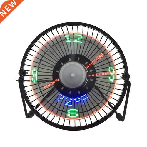 USB LED Clock Fan Mini Portable Desktop Fan With Real Time D