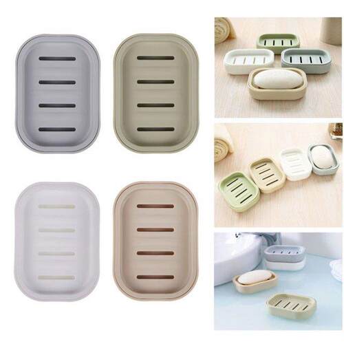 1pc Plastic/Silicone Box Draining Soap Dish Soap Box Plate L