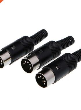 3 Pcs DIN Male Plug Cable Connector 5 Pin with Plastic Handl