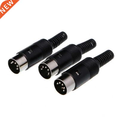 3 Pcs DIN Male Plug Cable Connector 5 Pin with Plastic Handl