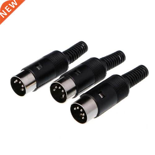 3 Pcs DIN Male Plug Cable Connector 5 Pin with Plastic Handl