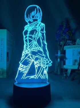 3d Lamp Attack on Titan Mikasa Ackerman Figure Kids Nightlig