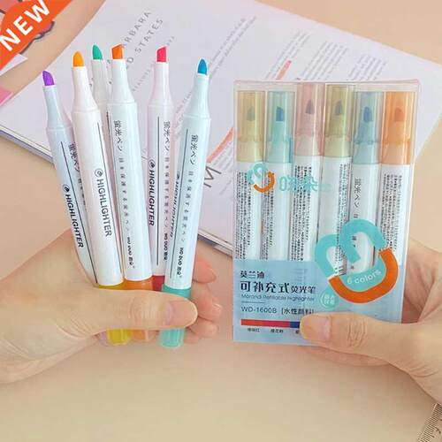 Pack of 6 Colors Portable Highlighters Marker Pen Ideal for