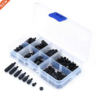 180pcs Black M3 Nylon Hex Spacers Screw Nut Stand off Kit F