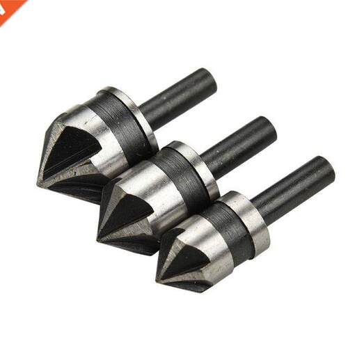 3Pcs 90 Degree 1/4 Hex Shank Countersink Drill Bit 5 Flute 1