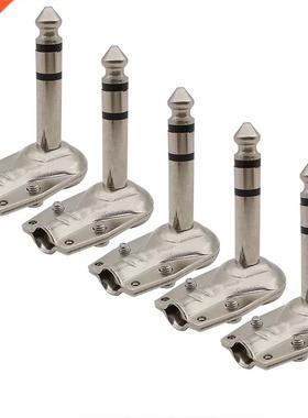 2/5Pcs 6.35mm Plug 1/4 Inch Right Angle 90 Degree Solder Con