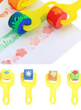 4Pcs Sponge Roller Stamper Foam Paint Crafts Stamps Kids Chi
