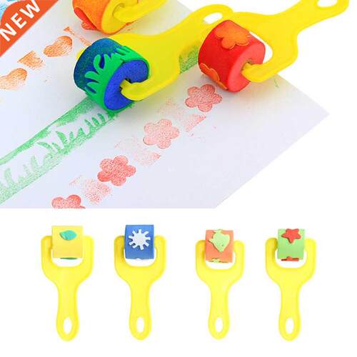 4Pcs Sponge Roller Stamper Foam Paint Crafts Stamps Kids Chi
