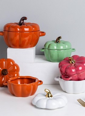 6.5/8.8inch Halloween Pumpkin Shape Baking Bowl With Lid