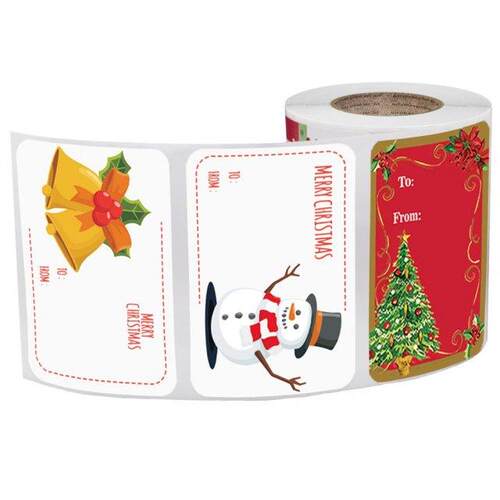 250pcs/roll Christmas Gift Name Tags XMAS Stickers 6 Designs