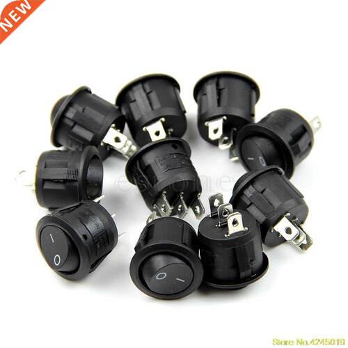 5PCS Black Mini Round 3 Pin SPDT ON-OFF Rocker Switch Snap-i