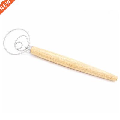 New Mixer Tool Bread Dough Whisk Mixer Egg Beater Wood Handl