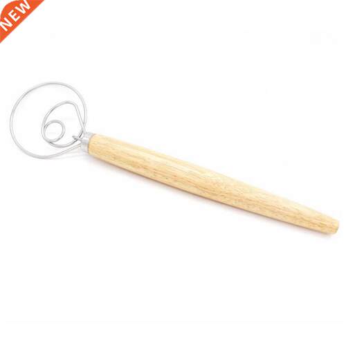 New Mixer Tool Bread Dough Whisk Mixer Egg Beater Wood Handl