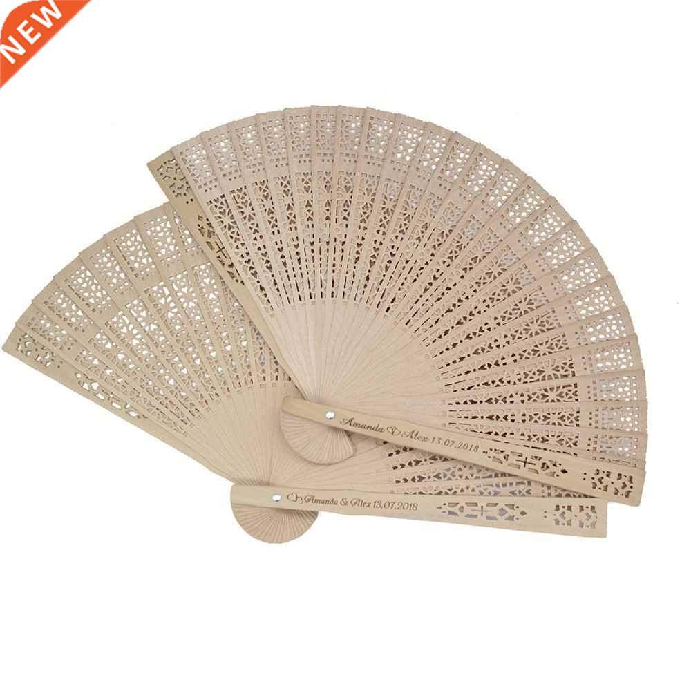 40/50/60 Pcs Of personalized Carved Wood Wedding Fans, Weddi