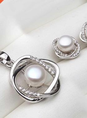 Real 925 Sterling Silver Necklace Earring Sets Women,Classic