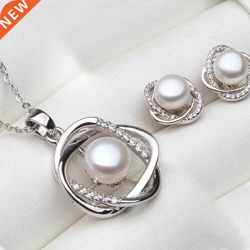 Real 925 Sterling Silver Necklace Earring Sets Women,Classic