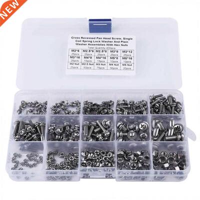 400pcs M2 M2.5 M3 M4 M5 Screws Nuts And Washer Kit Cross Pan