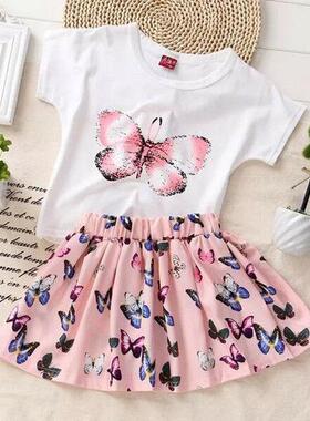 toddler girl two pieces set clothes short sleeve t shirt sk
