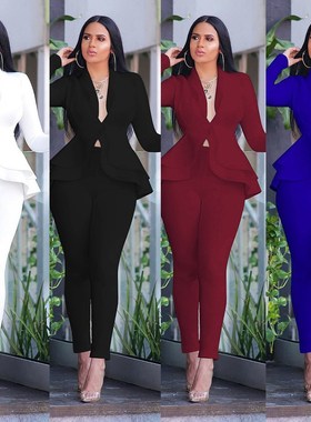 New Women Winter Women's Set Tracksuit Full Sleeve Ruffles B