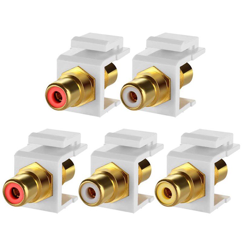 5-Pack RCA Keystone Jack Insert Connector Socket Female Snap