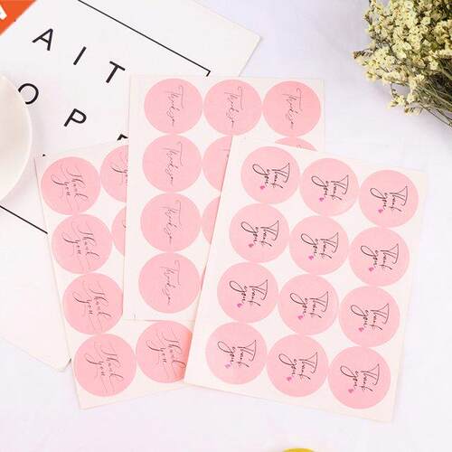 10 Sheets=120pcs Circle Pink Thank You Stickers Wedding Stic