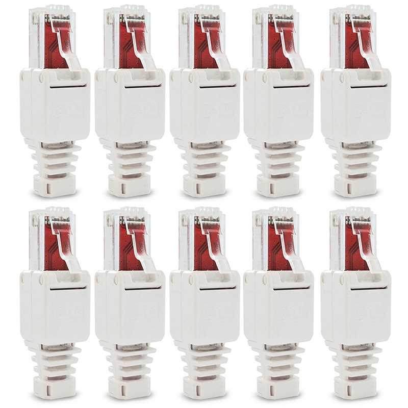 10 x Network Connectors Tool-Free RJ45 CAT6 LAN UTP Cale Pl