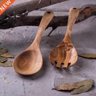 Large Kitchen Cooking Spoons Natural Wooden Salad Server Wo