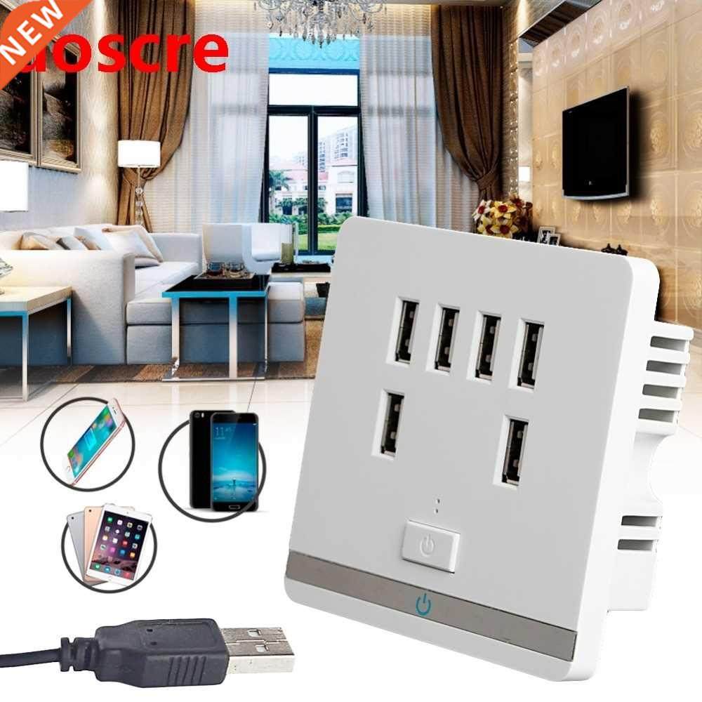 3.4A 6 Port USB Wall Charger Outlet Power Receptacle Socket