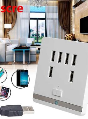 3.4A 6 Port USB Wall Charger Outlet Power Receptacle Socket