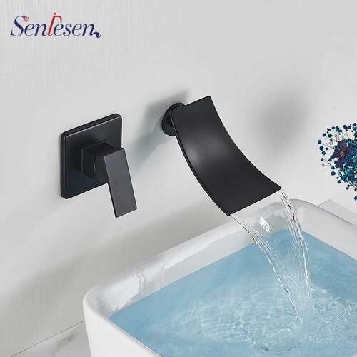 Senlesen Basin Faucet Black Bathroom Mixer Tap Deck Mounted